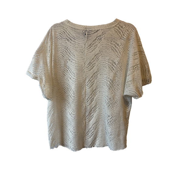 Daytrip‎ Women’s M Boho Chic Stretch Lace Mesh Cream Raw Top Beach Cover Up - Picture 2 of 9